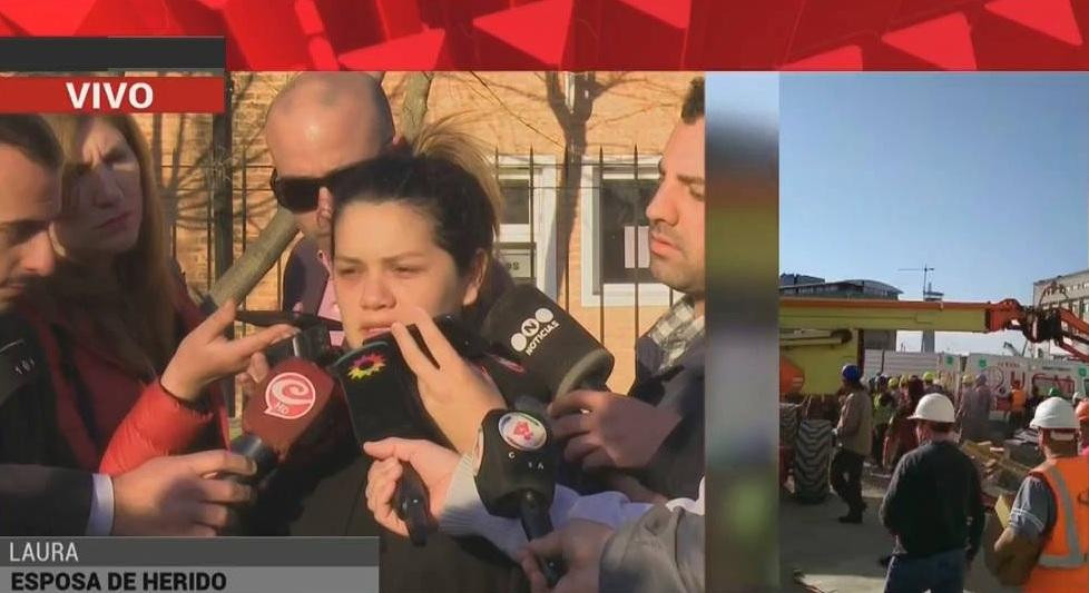 Esposa de operario herido tras derrumbe en Aeropuerto de Ezeiza, Canal 26