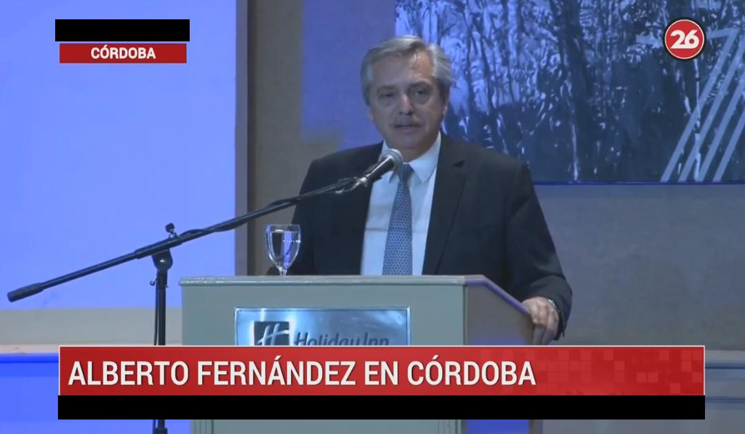 Alberto Fernández en Córdoba, Fundación Mediterránea, CANAL 26