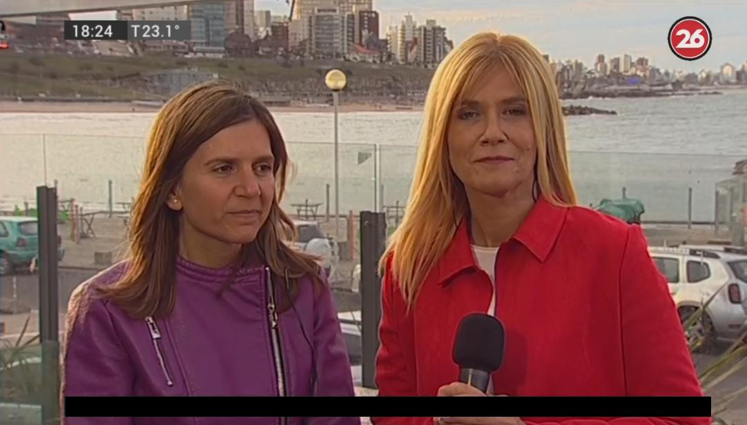 Verónica Magario en Mar del Plata, móvil con Canal 26 