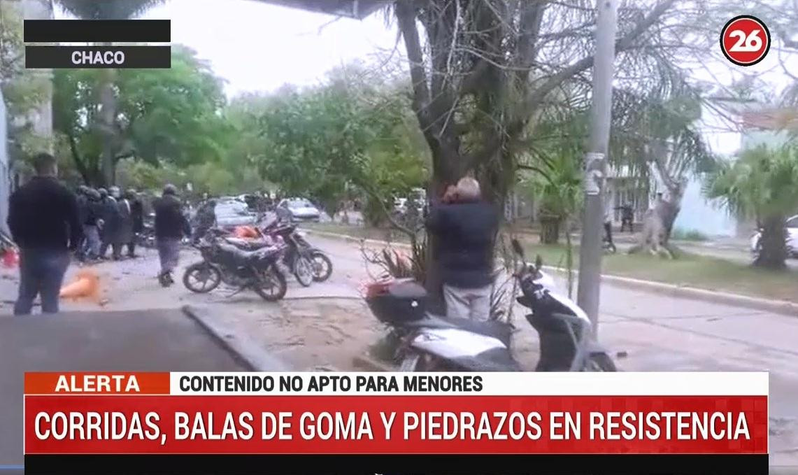 Incidentes y destrozos de organizaciones sociales en Resistencia, CANAL 26