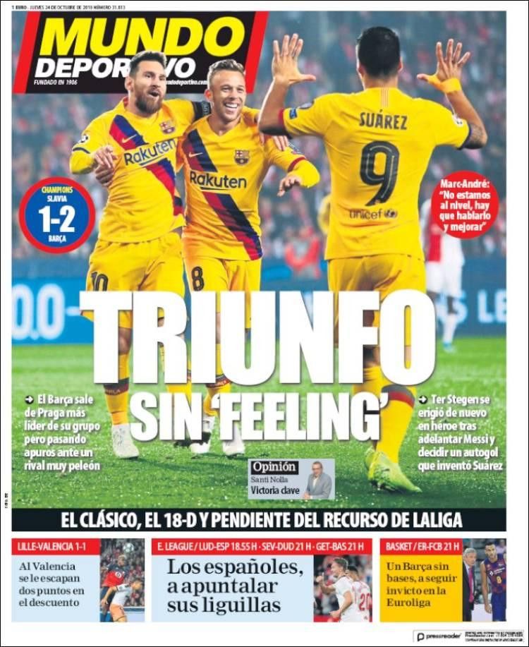 Tapas de Diarios - Mundo Deportivo - Jueves 24-10-19