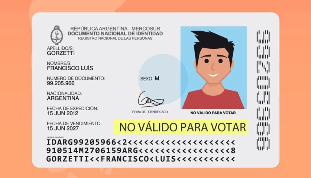 DNI con la leyenda No valido para votar