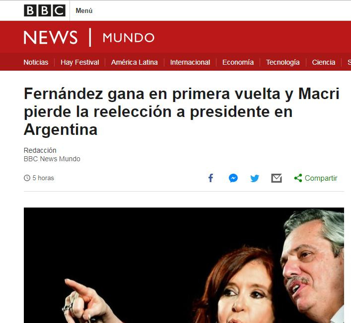 Medios internacionales reflejaron triunfo de Alberto Fernández