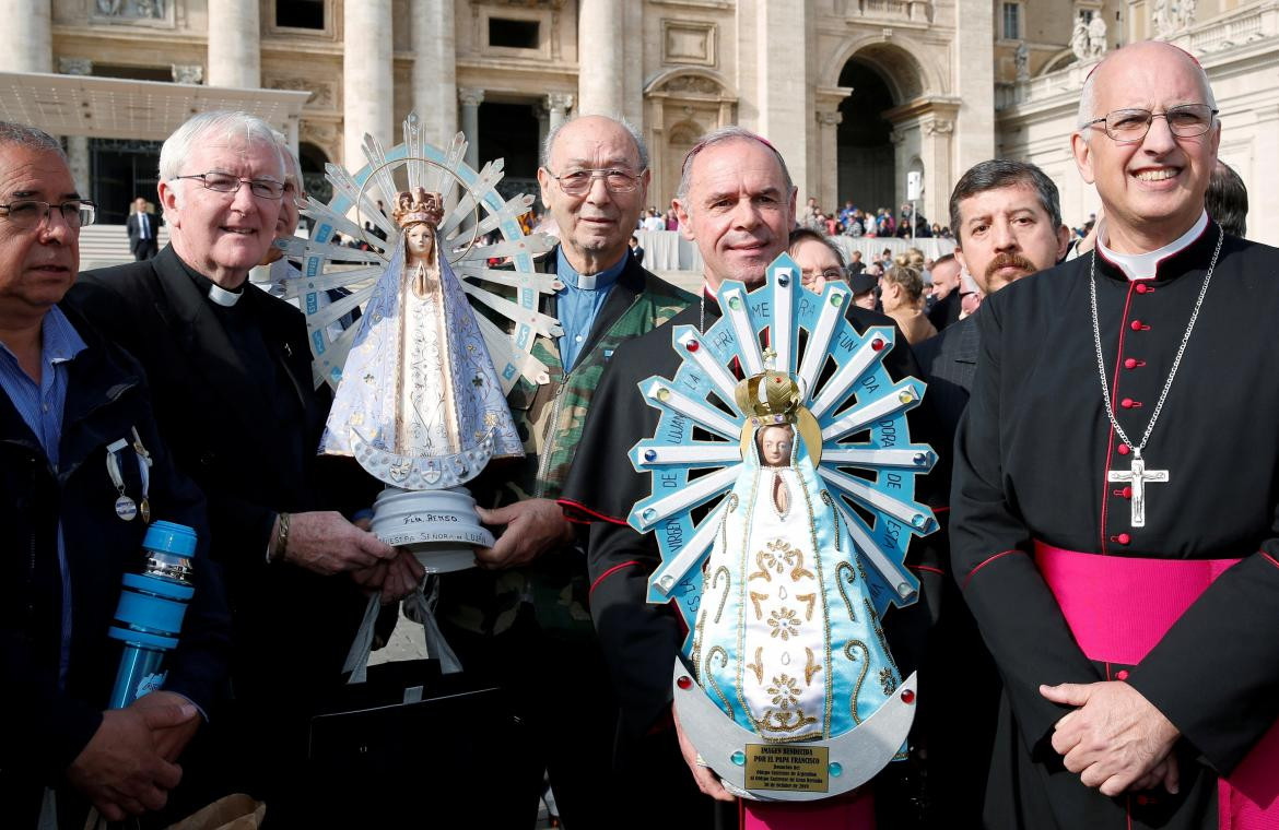 Imagen de la Virgen de Luján que estuvo en Malvinas y regresa a la Argentina 