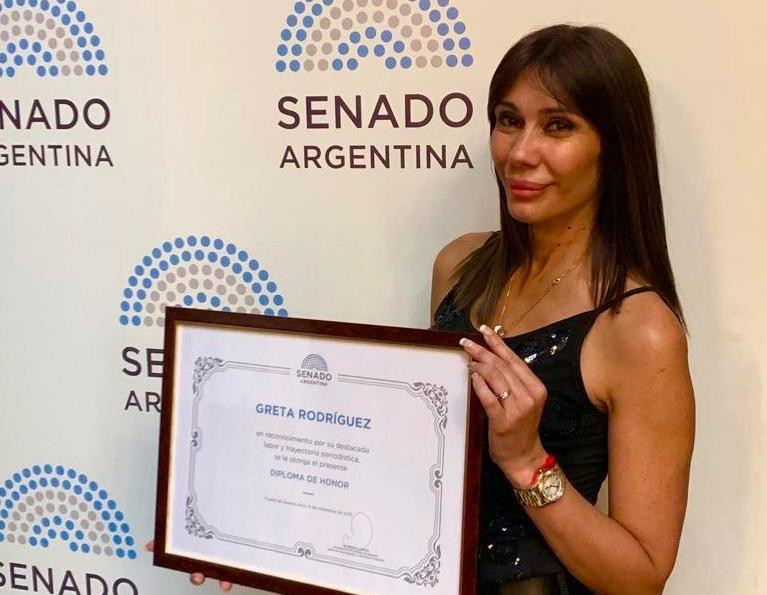 Greta Rodríguez, periodista de Canal 26, premio a su labor deportiva en Congreso de la Nación