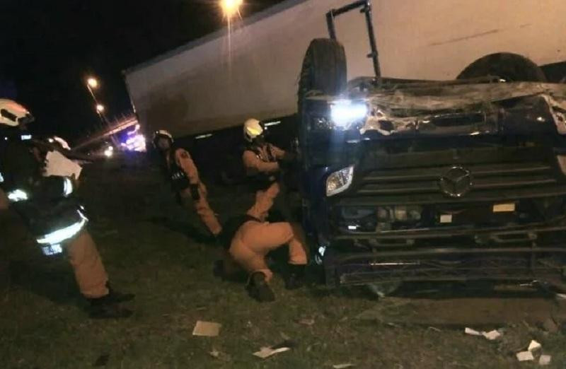 Choque vuelco y muerte en Panamericana