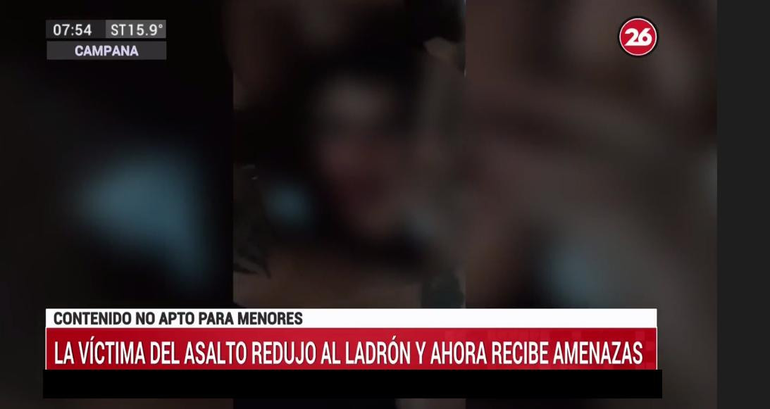 Hombre redujo a ladrones, Campana, Canal 26