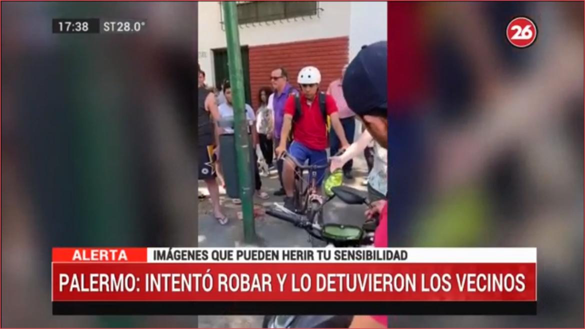 Palermo, delincuente fue atrapado por los vecinos cuando intentaba robar, Canal 26