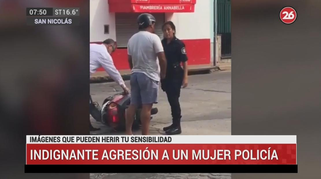 Agresión a mujer policia, Canal 26