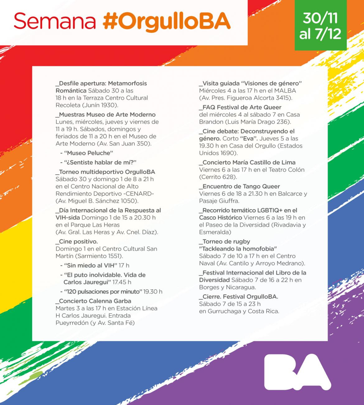 Grilla semana del Orgullo BA