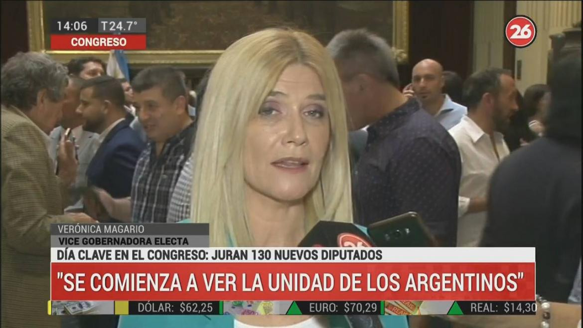 Verónica Magario, vice gobernadora electa, jura de los 130 diputados, Canal 26