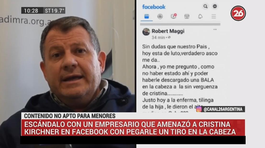 Amenaza de empresario cordobés a Cristina Kirchner, nota en Canal 26