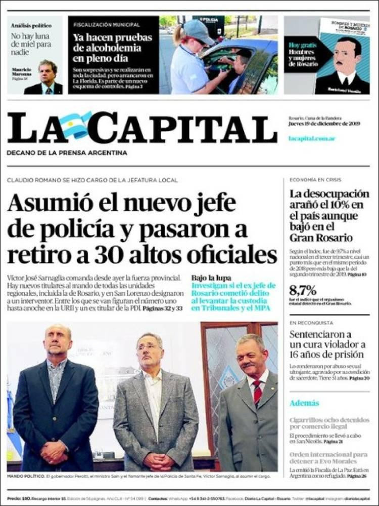 Tapa de La Capital, 19 de diciembre de 2019