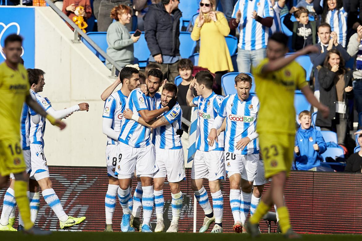 Festejo de la Real Sociedad ante Villarreal