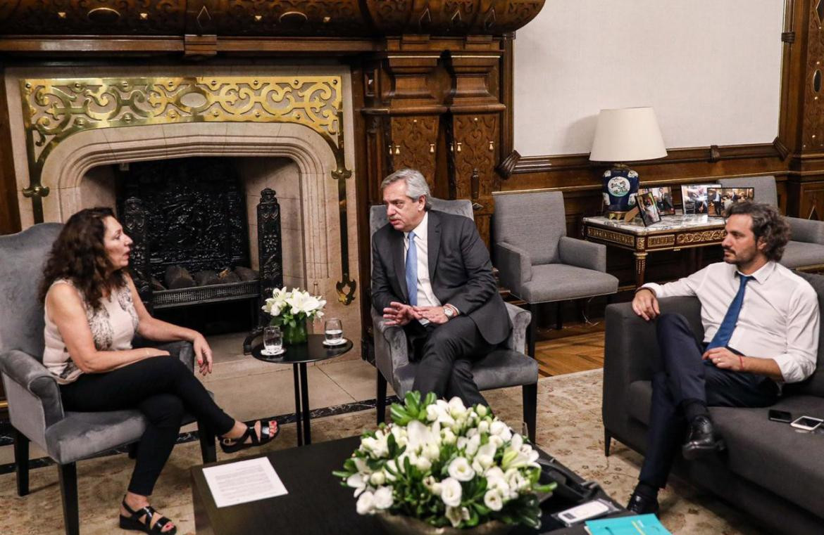 Alberto Fernandez, Santiago Cafiero y Cristina Caamaño en Casa Rosada, AGENCIA NA