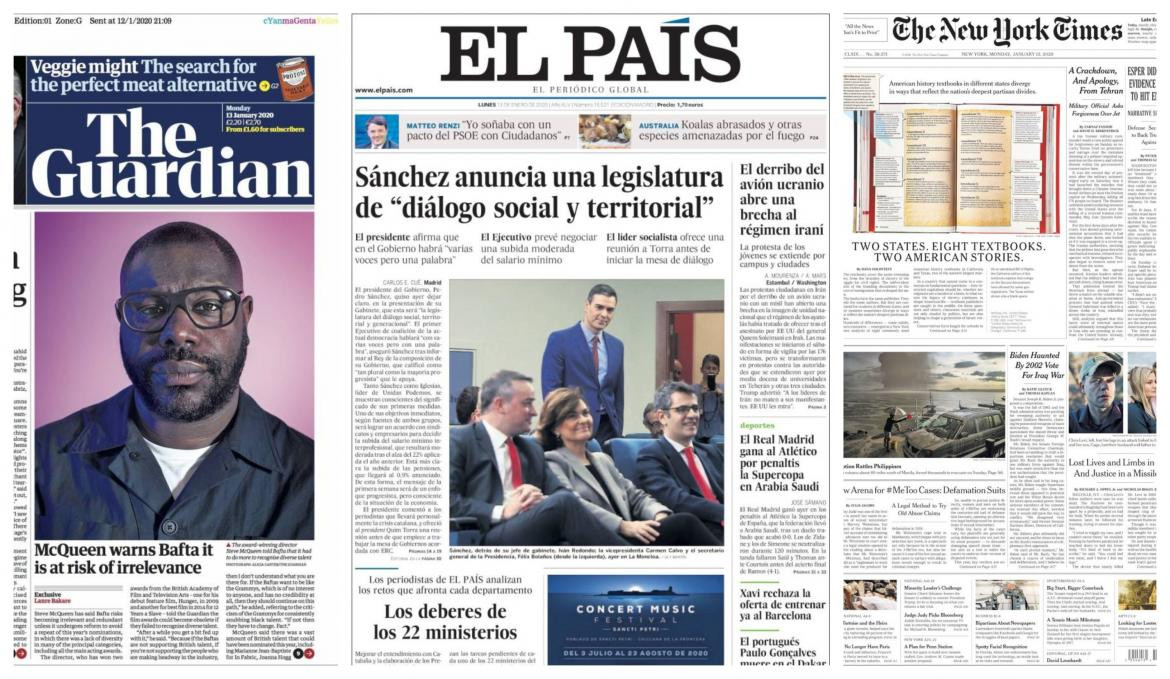 Tapas de diarios del mundo, Diario 26, lunes 13 de enero de 2020