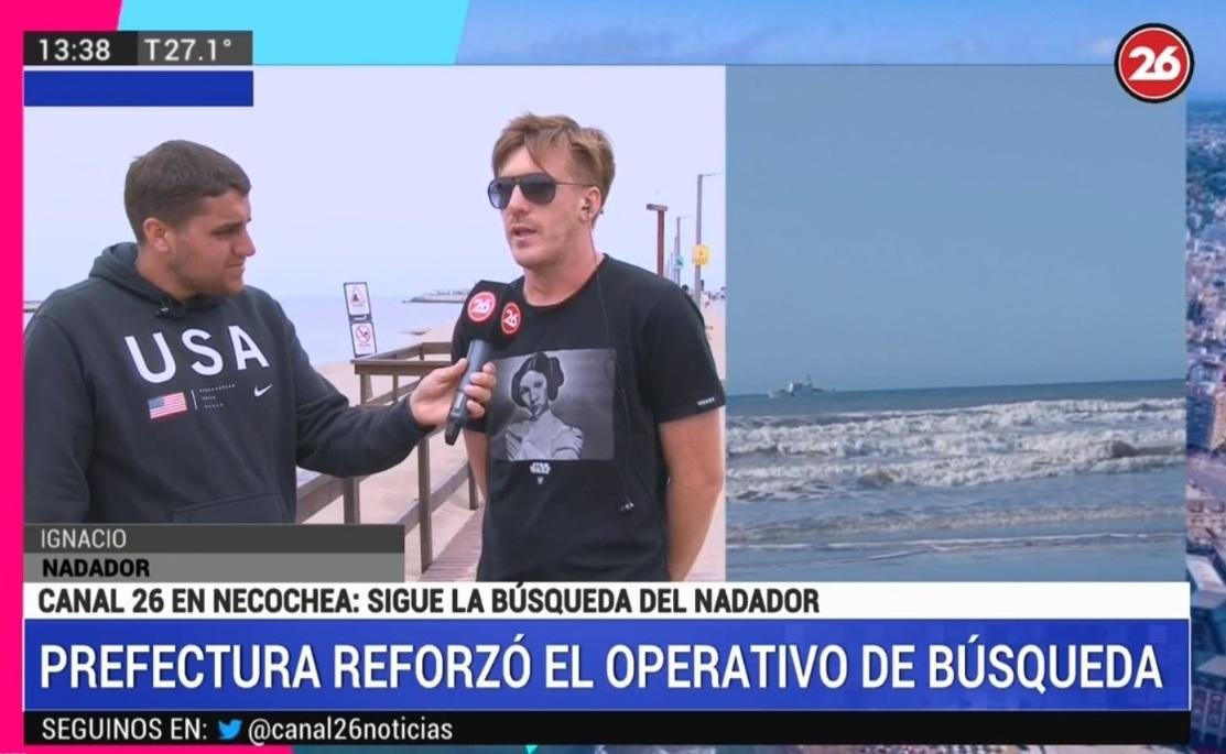 Ignacio, compañero de Ezequiel Bermejo, en el marco de su búsqueda en Necochea, CANAL 26