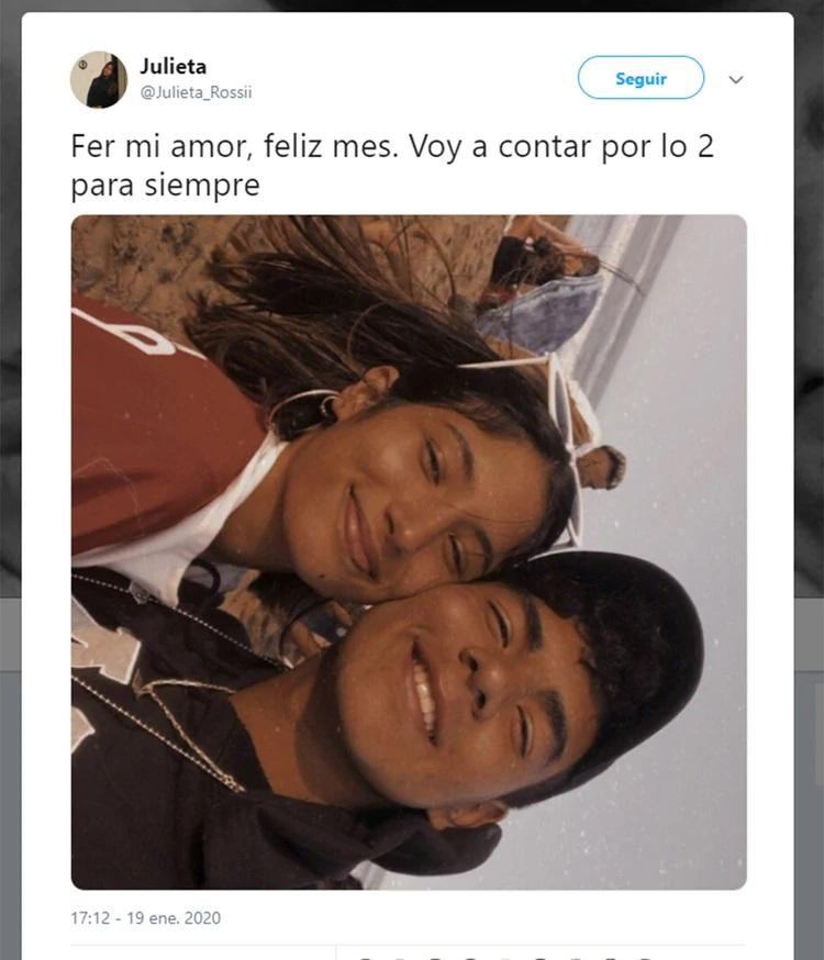 Tuit de la novia de Fernando Báez Sosa