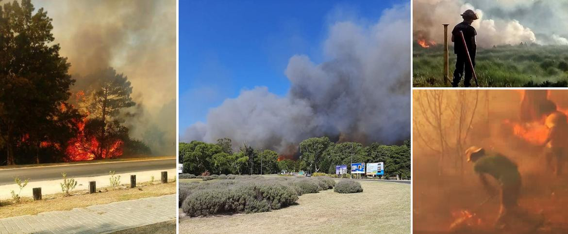 Voraz incendio en Villa Gesell, Twitter	