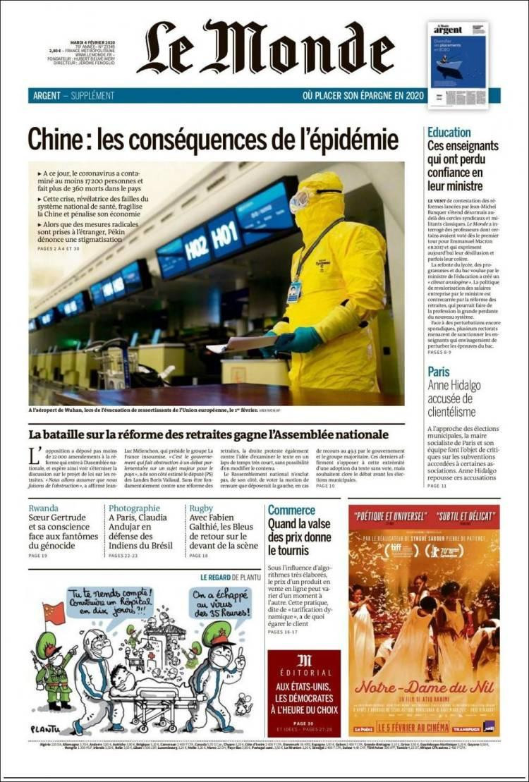 Tapas de Diarios - Martes 4-02-20 - LE MONDE