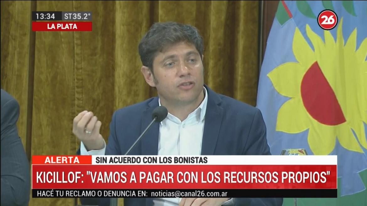 Axel Kicillof, conferencia de prensa, sin acuerdo con los acreedores, deuda, CANAL 26