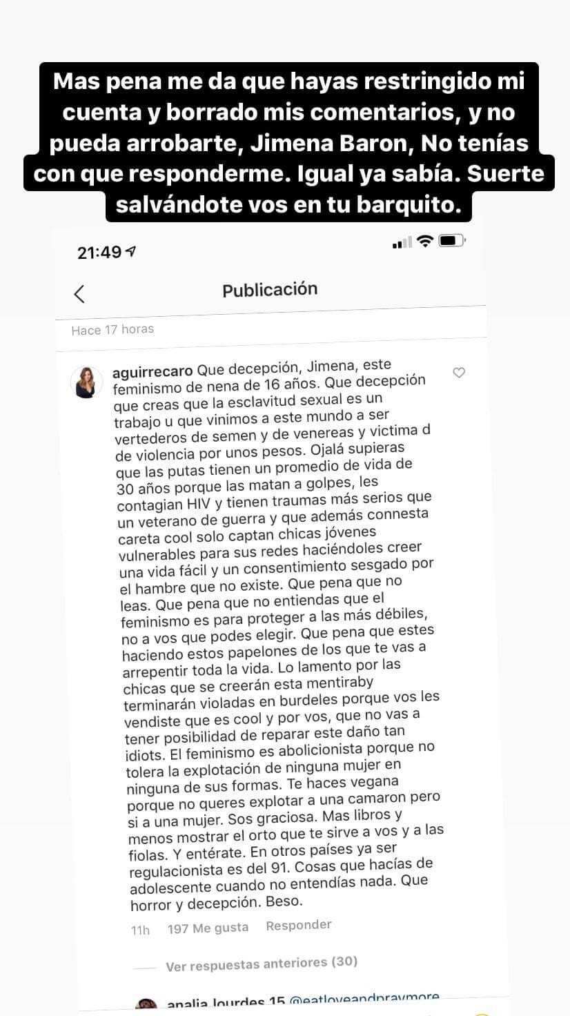 Descargo guionista contra Jimena Barón