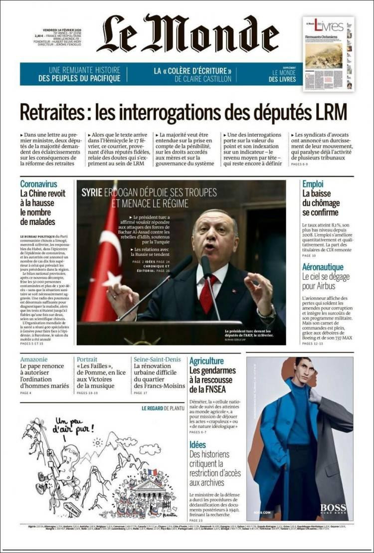 Tapas de diarios, 14-2-20, LE MONDE