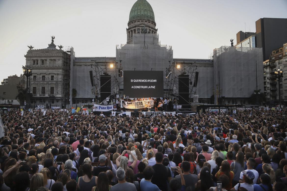 Masiva marcha en el Congreso a un mes de la muerte de Fernando Báez Sosa, Villa Gesell, NA	