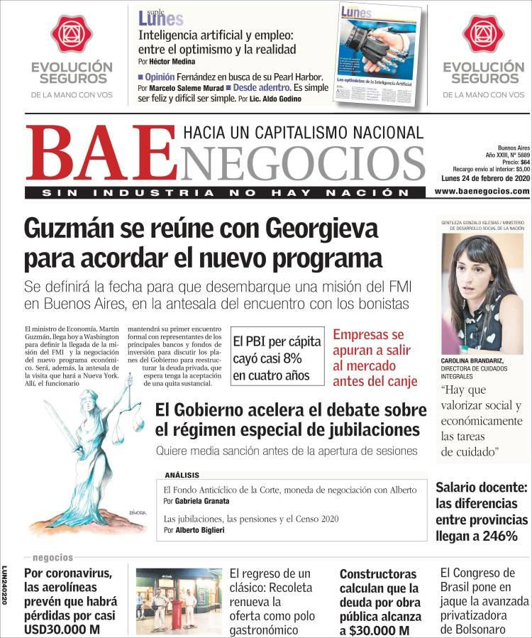 Tapa BAE, lunes 24 de febrero de 2020