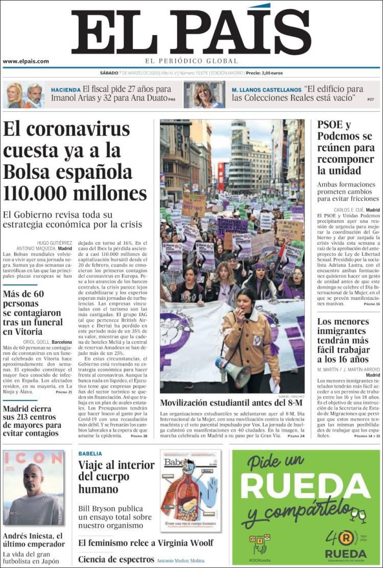 Tapas de diarios, 07-02-20, EL PAIS