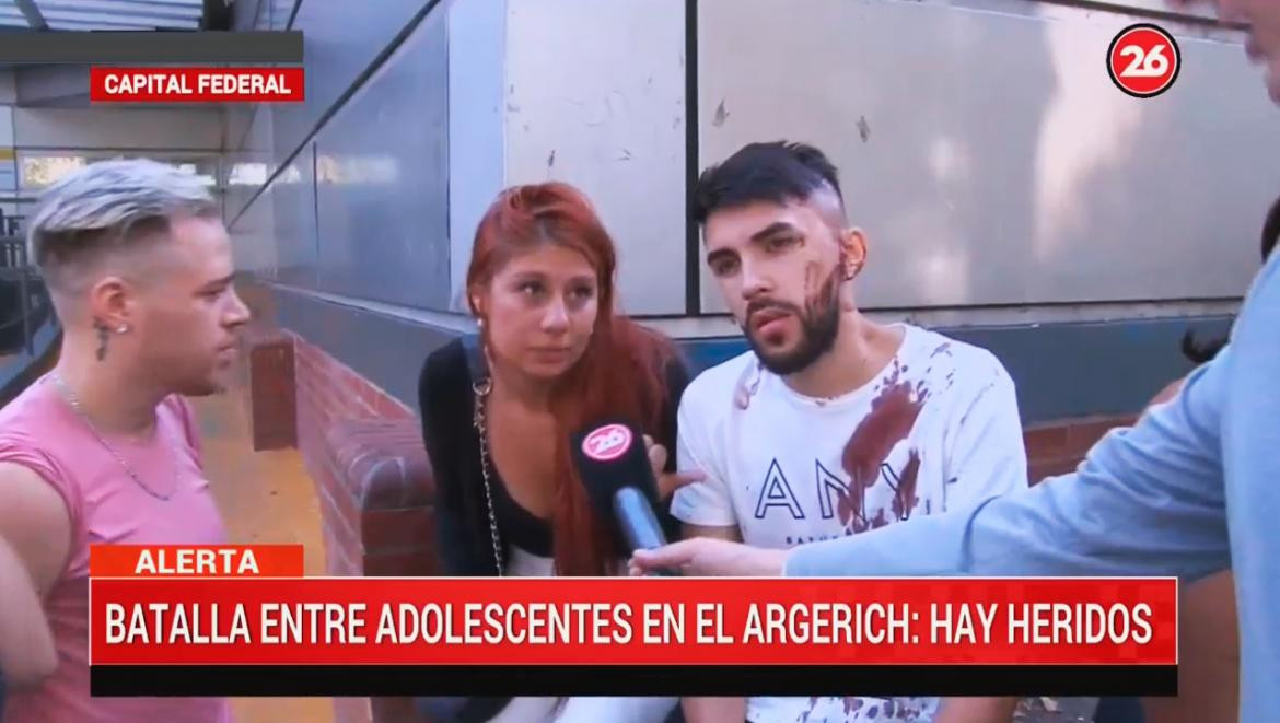 Batalla campal de jóvenes a salida de boliche, Hospital Argerich, CANAL 26