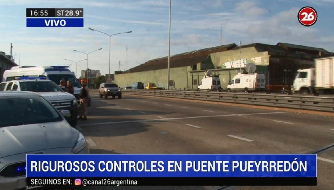 Rigurosos controles en el Puente Pueyrredón por la cuarentena, CANAL 26