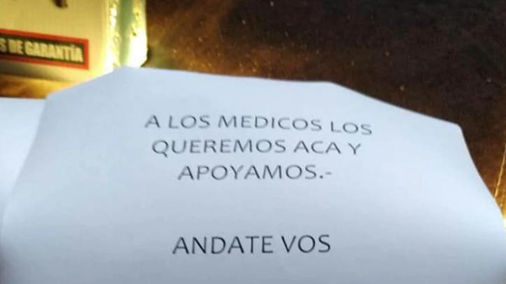 Respaldo de otros vecinos a médicos discriminados por coronavirus en Venado Tuerto