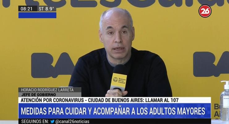 Coronavirus, Argentina, conferencia de Horacio Rodríguez Larreta, Canal 26