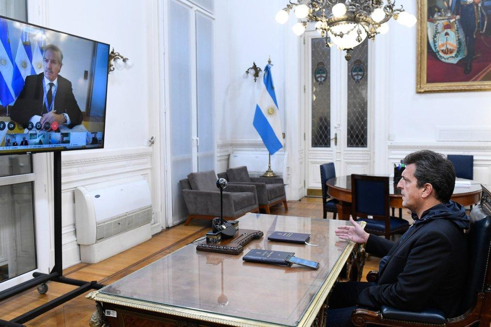 Felipe Solá y Sergio Massa en videoconferencia, NA