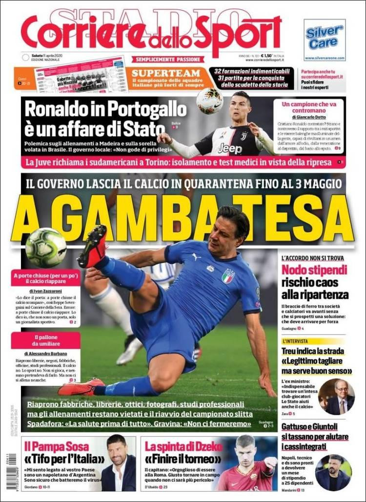 Tapas de diarios, Corriere dello sport, sábado 11 de abril de 2020	