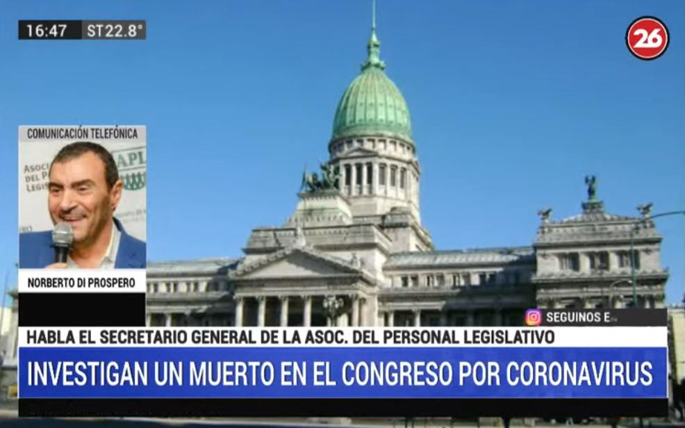 Coronavirus en Argentina, muerte en el Congreso