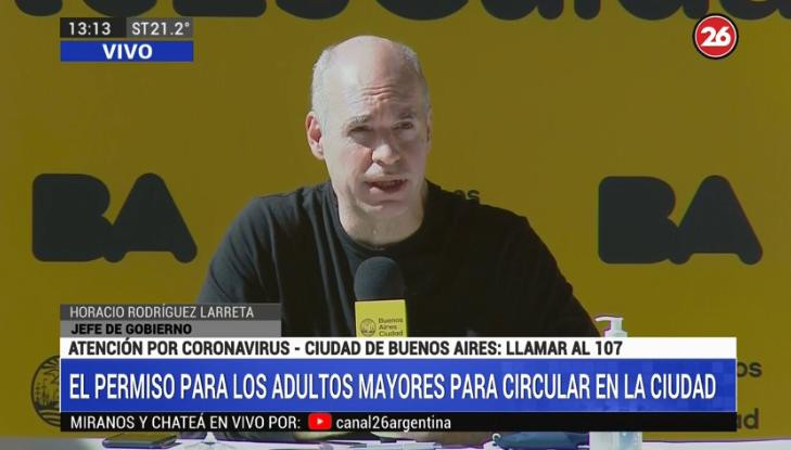 Coronavirus, Argentina, Permiso de circulación para adultos mayores, Horacio Rodríguez Larreta	