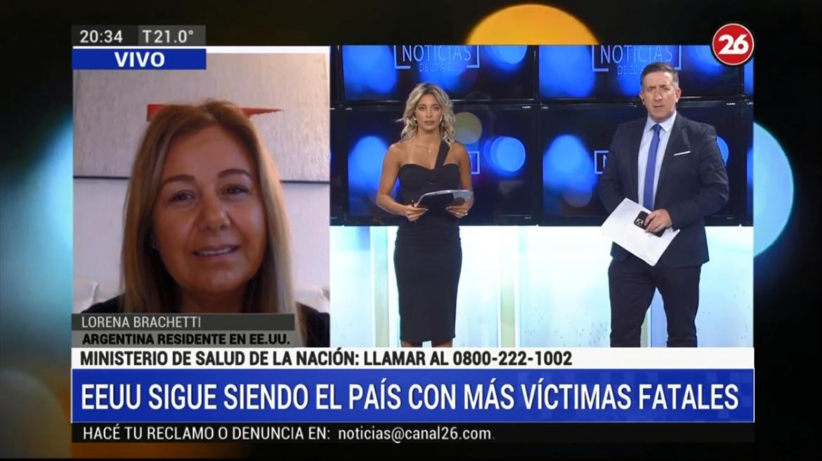 Lorena Brachetti, argentina en Estados Unidos. Canal 26.	