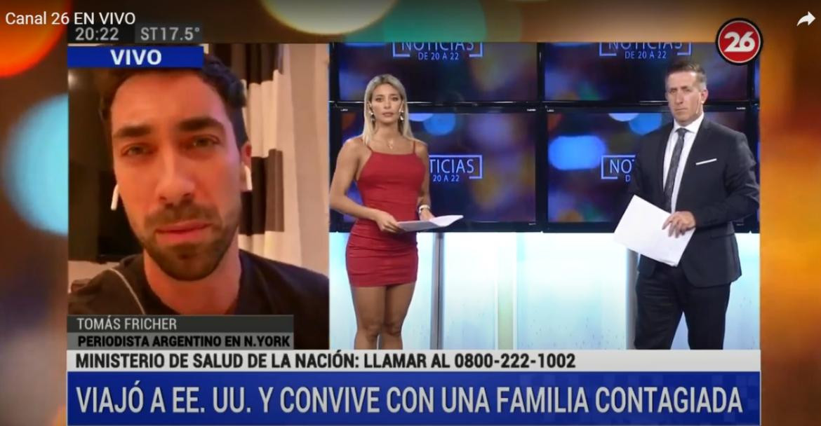 Coronavirus, periodista argentino contagiado en Nueva York, pandemia, Canal 26	