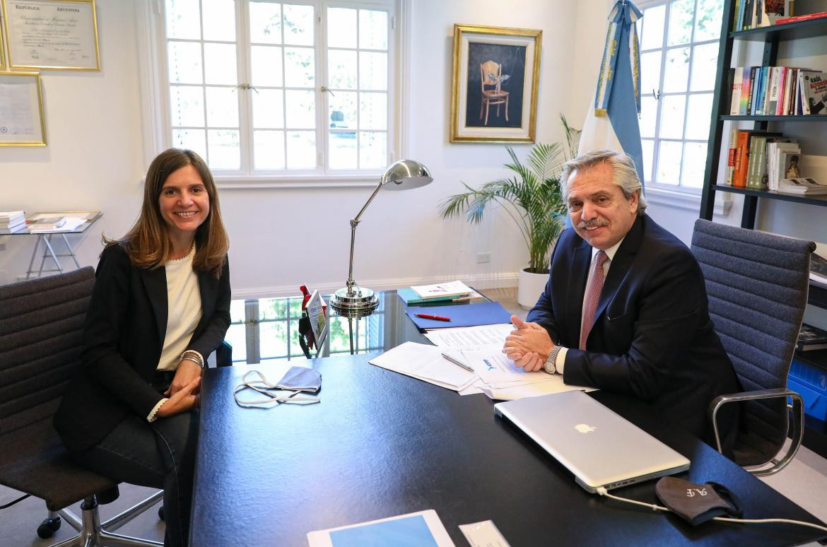 Alberto Fernández, María Fernanda Raverta nueva titular de la ANSES, Olivos, Foto NA