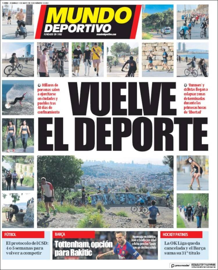 Tapas de diarios, Mundo Deportivo de España, domingo 3 de mayo de 2020