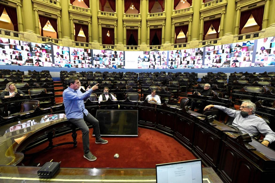 El Congreso se prepara para la primera sesión virtual de su historia, Sergio Massa	