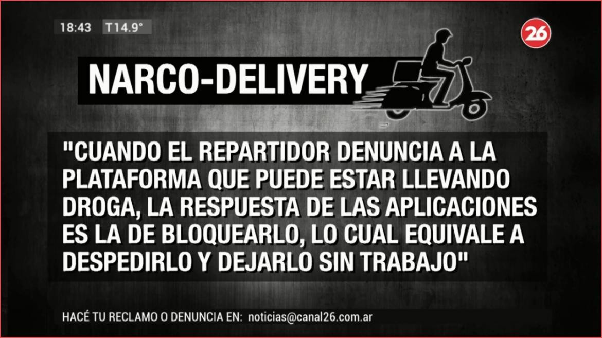 Narco delivery en tiempos de cuarentena, Canal 26