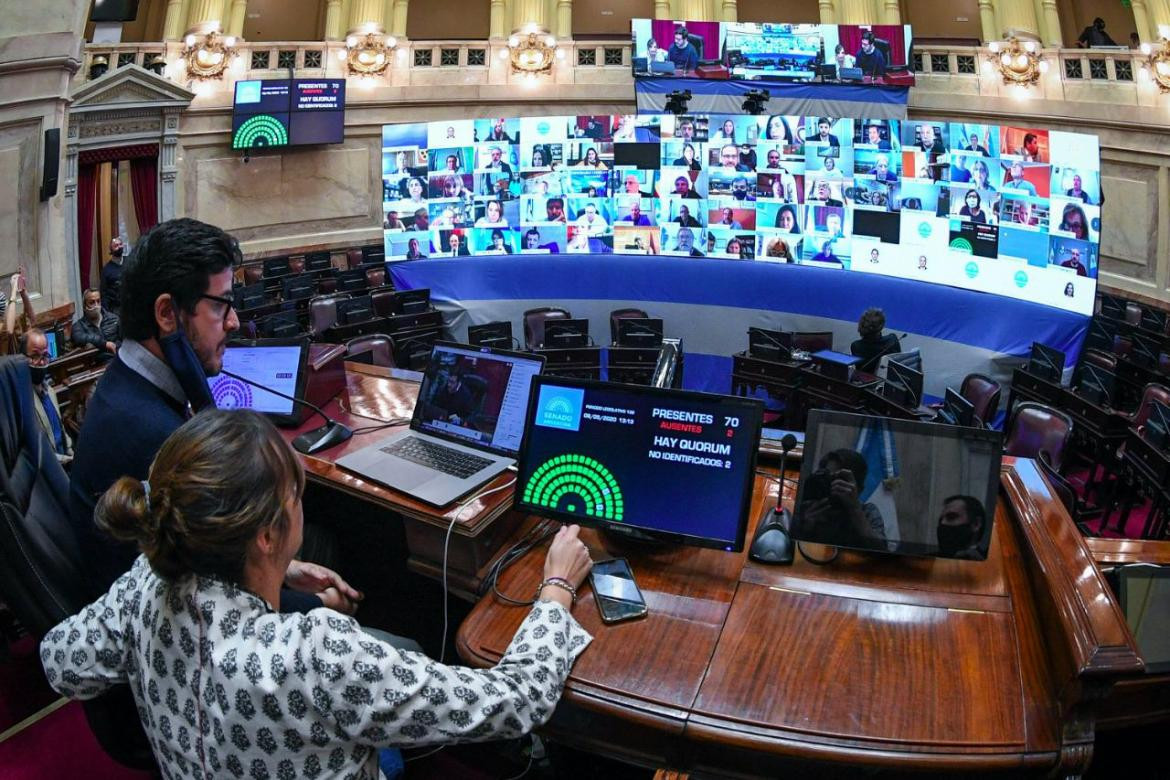 Prueba de sesión virtual en el Senado