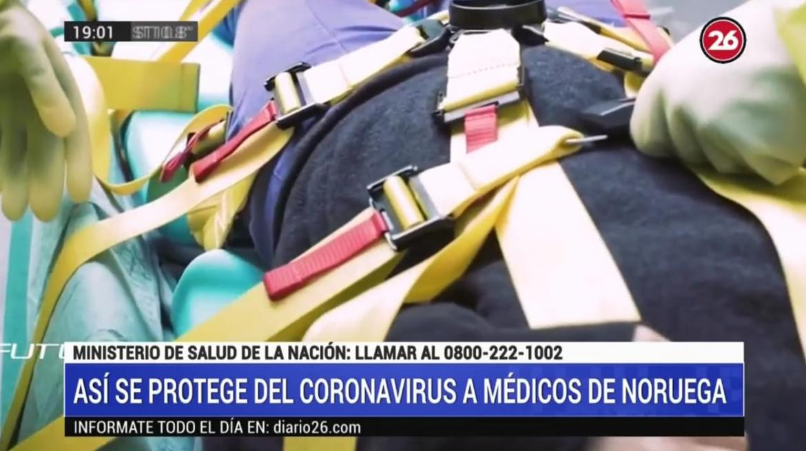 Así se protege del coronavirus a médicos de Noruega, Canal 26	