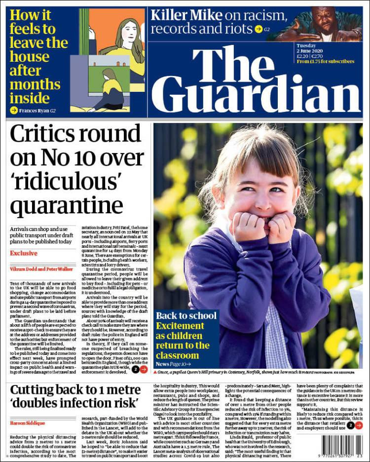 Tapas de diarios, Guardian, martes 2 de junio de 2020