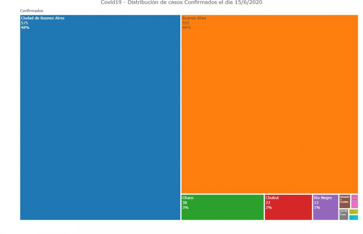 Graficos sobre coronavirus en Argentina al 15 de junio de 2020