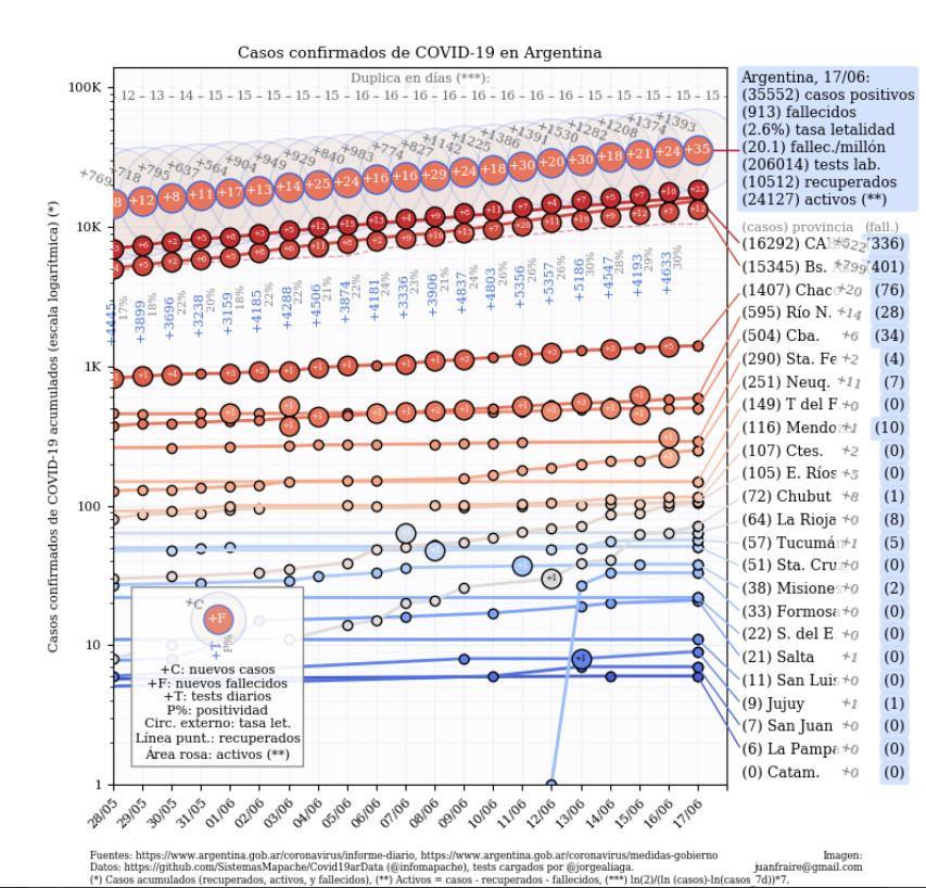 Coronavirus en Argentina, 17-6-2020 - Twitter Juan Andrés Fraire