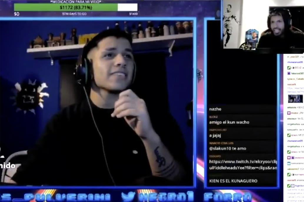 Kun Agüero donándole a un streamer, video